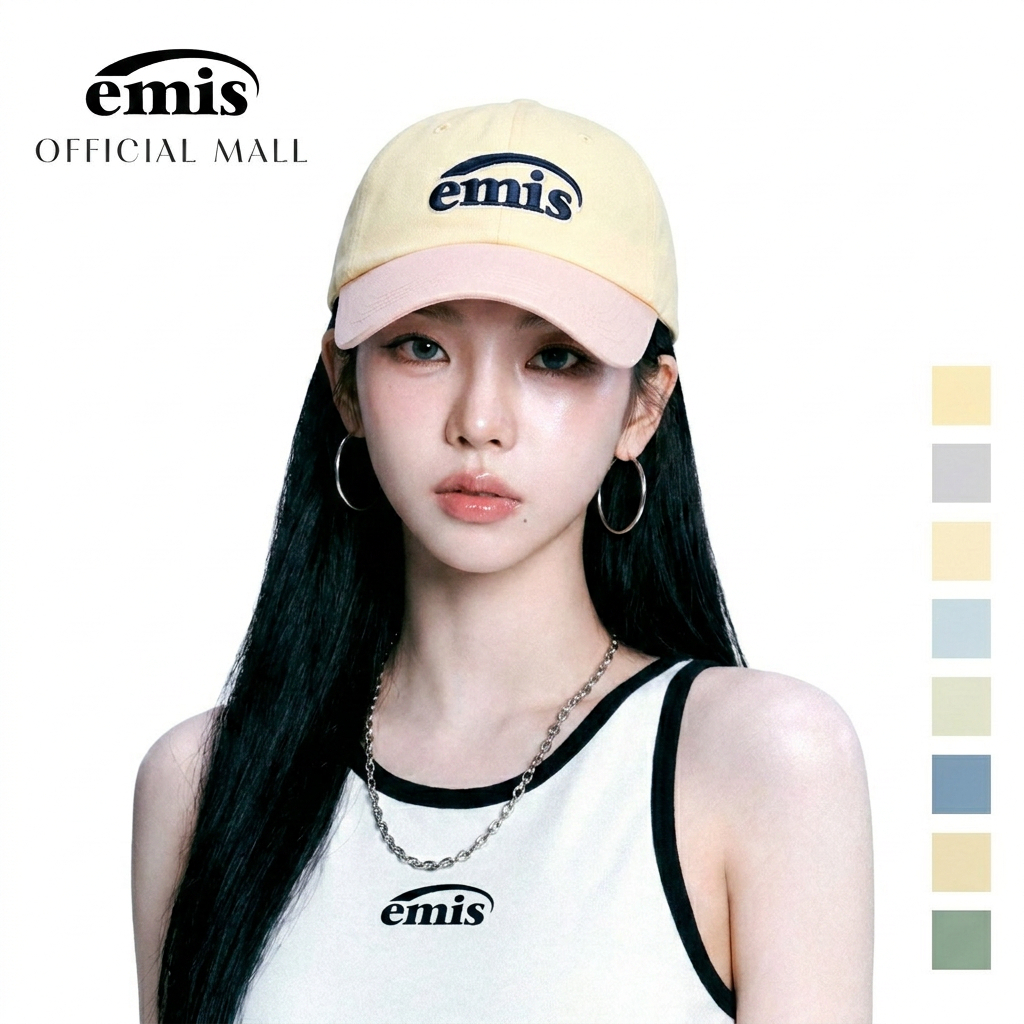 EMIS DUO LOGO TWO TONE BALL CAP 6 Colors หมวกแก๊ปทูโทนสไตล์เกาหลี ปักโลโก้คู่ หมวกเบสบอลแฟชั่น Unise