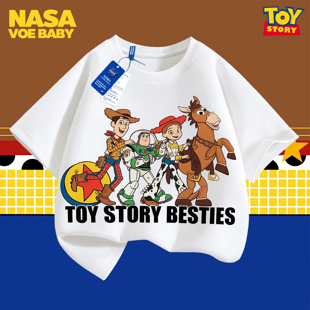 【ส่งเร็ว 24ชม】 เสื้อยืดเด็ก ลายพิมพ์ Toy Story สันสดใส ไม่ต้องรีด ระบายอากาศด 3-13 ปี