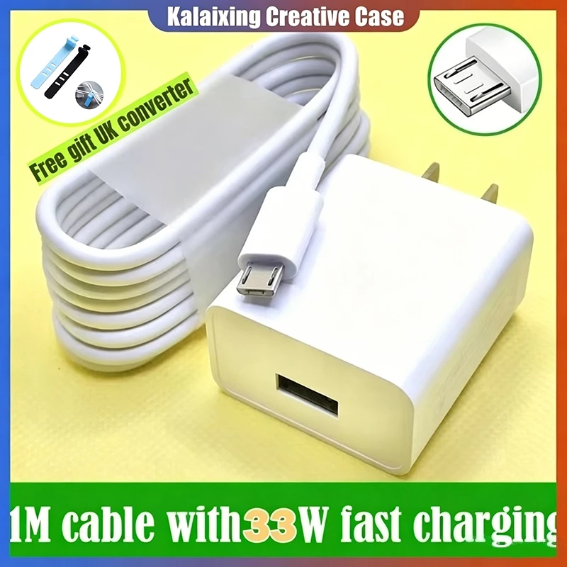 Fast Charger 33W สําหรับ VIVO Y11 Y12 Y12i Y12A Y15 Y15A Y15S Y17 Y71 Y67 Y66 Y81 Y83 Y85 Y91 Y95 Y97 โทรศัพท์มือถือ Micro Data Cable 1m Y20S Y15 Y20S Y15 Y20M Y15 Y20S Y19i Y20