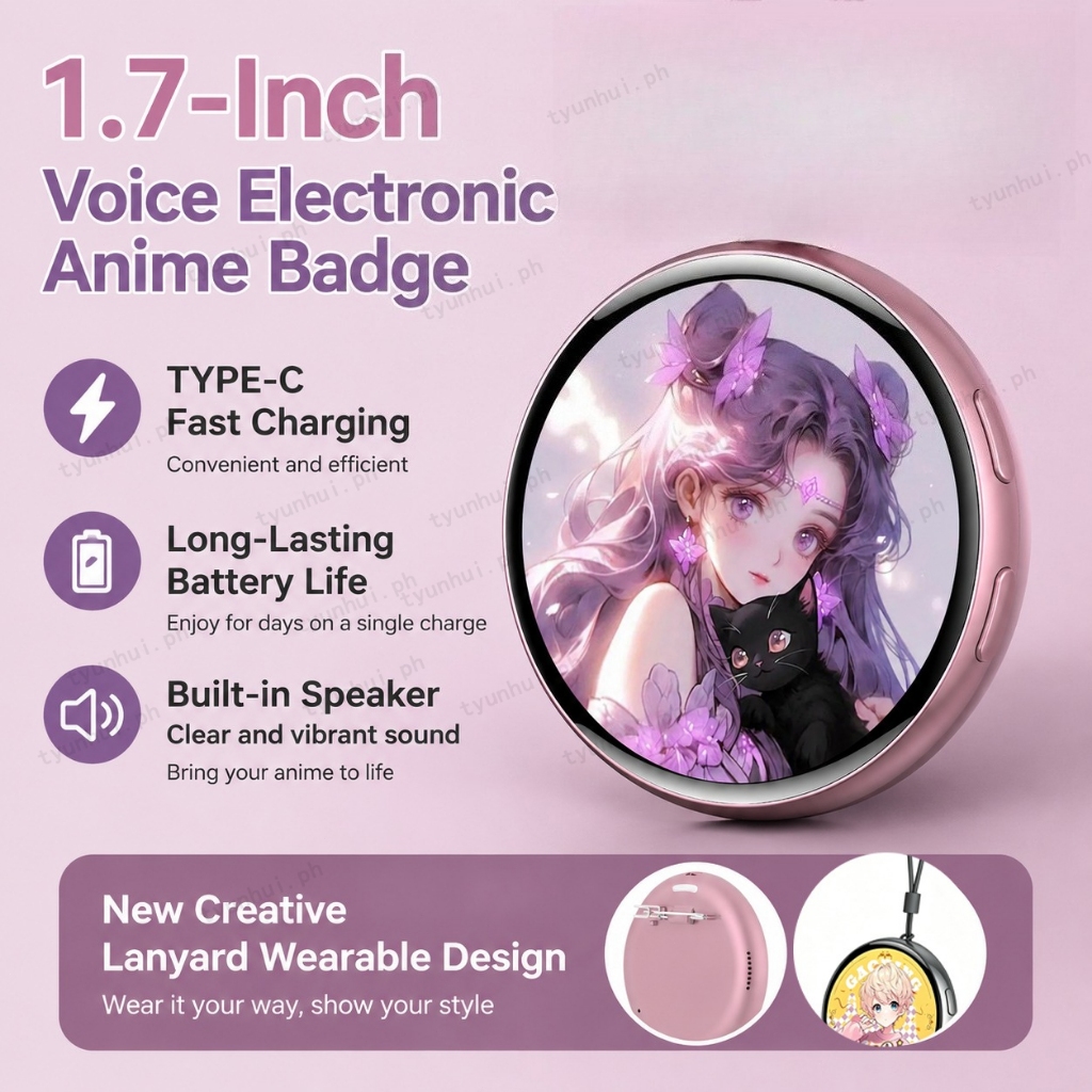 Custom Digital E-Badge Bluetooth 6.0 Transfer Photo GIF Video Sound Recording Anime Pin Badge Collectible