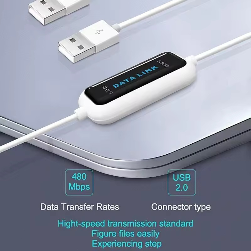 USB PC to PC Online Share Sync Data Link Cable Net Direct File Transfer Bridge LED สําเนาง่ายระหว่าง