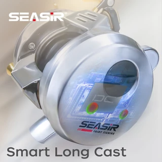 รอกเบทคาสติ้ง SEASIR รุ่น DC Alloy (ทรงกลม) - โครงสร้างโลหะทั้งตัว ระบบควบคุมดิจิทัล (DC) น้ำหนักเบาพิเศษเพียง 166 กรัม เฟืองทองเหลือง ทนน้ำเค็ม ไกด์ไลน์โลหะ