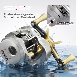 รอกเบทคาสติ้ง SEASIR รุ่น DC Alloy (ทรงกลม) - โครงสร้างโลหะทั้งตัว ระบบควบคุมดิจิทัล (DC) น้ำหนักเบาพิเศษเพียง 166 กรัม เฟืองทองเหลือง ทนน้ำเค็ม ไกด์ไลน์โลหะ