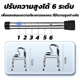 วอล์คเกอร์ 4 ขา ไม้เท้าเพื่อผู้สูงอายุ วัสดุสแตนเลส พับได้ด้วยคลิกเดียว ปรับความสูงได้ 8 ระดับ อุปกรณ์ช่วยเดินที่มั่นคง พยุงน้ำหนักได้ดี เหมาะสำหรับผู้สูงอายุและผู้ป่วย