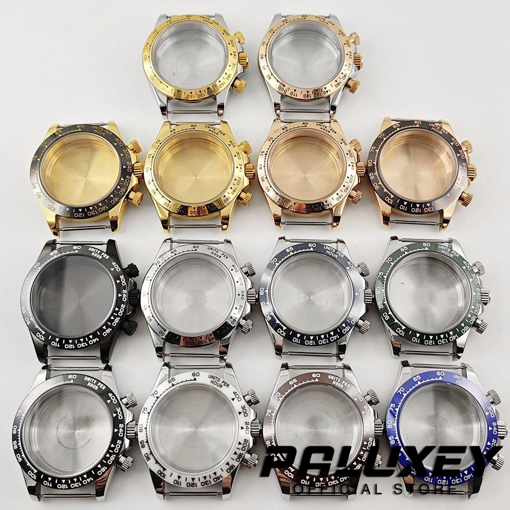 PALUXEY 40 มม.VK63 Sapphire Glass นาฬิกาสแตนเลสเซรามิค Bezel นาฬิกาผู้ชายอุปกรณ์เสริมสําหรับ VK63 VK