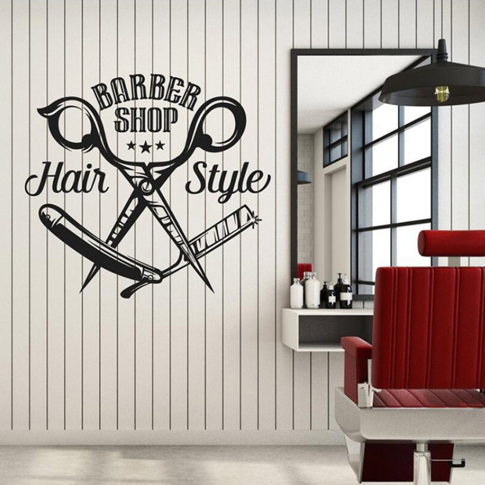 สติกเกอร์ตัดผมตลก PVC Wall Decals สําหรับช่างทําผมตัดผม Wall Decal วอลล์เปเปอร์โปสเตอร์