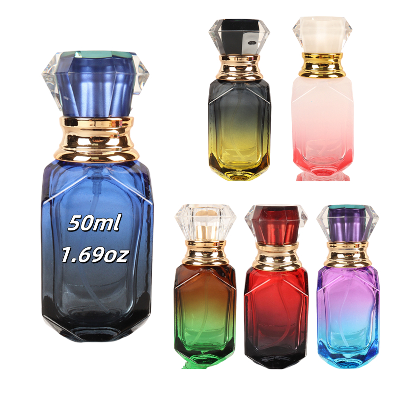 1ชิ้นแก้ว50มิลลิลิตรสีสดใสน้ําหอมย่อยบรรจุขวด