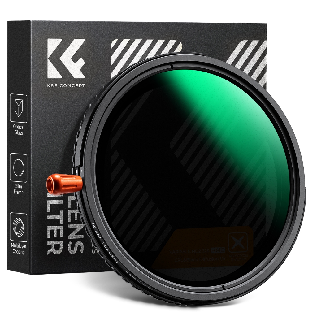 K&F CONCEPT Variable ND2-32 + CPL + Black Mist Diffusion 1/4 3-In-1 Filter(Nano-C)37/49/52/55/58/62/