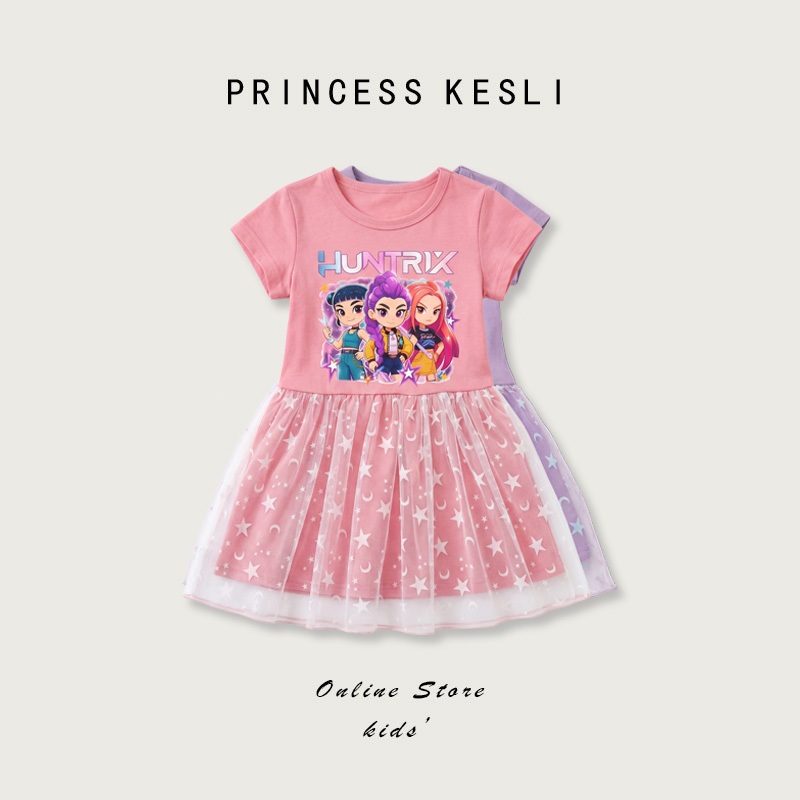 Princess Kesli กระโปรงเด็กผู้หญิง พิมพ์ลายน่ารักๆ  เดรสเด็ก นุ่มสบายสบาย เสื้อผ้าเด็กผู้หญิง 2-9 ปี