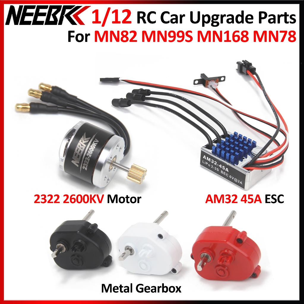 NEEBRC 2322 2600KV Outrunner มอเตอร์ไร้แปรง AM32 45A ESC SM3.0/T โลหะเกียร์สําหรับ MN82 MN99S MN168 