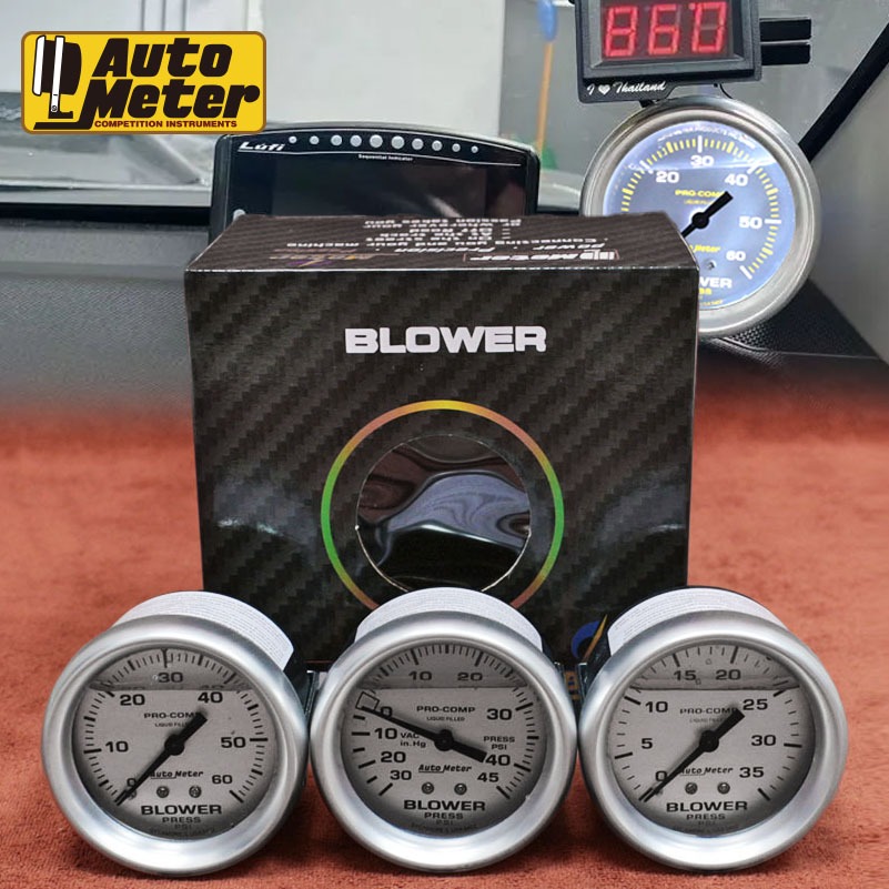 ITSOKAUTO METER BLOWER BOOST 35PSI 45PSI 60PSI ไฟปรับได้ 2 สี TURBO มิเตอร์อัตโนมัติ