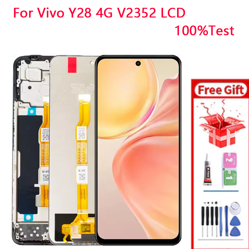 จอแสดงผล LCD สําหรับ Vivo Y28 4G V2352 Touch Screen Digitizer Assembly พร้อมกรอบอะไหล่