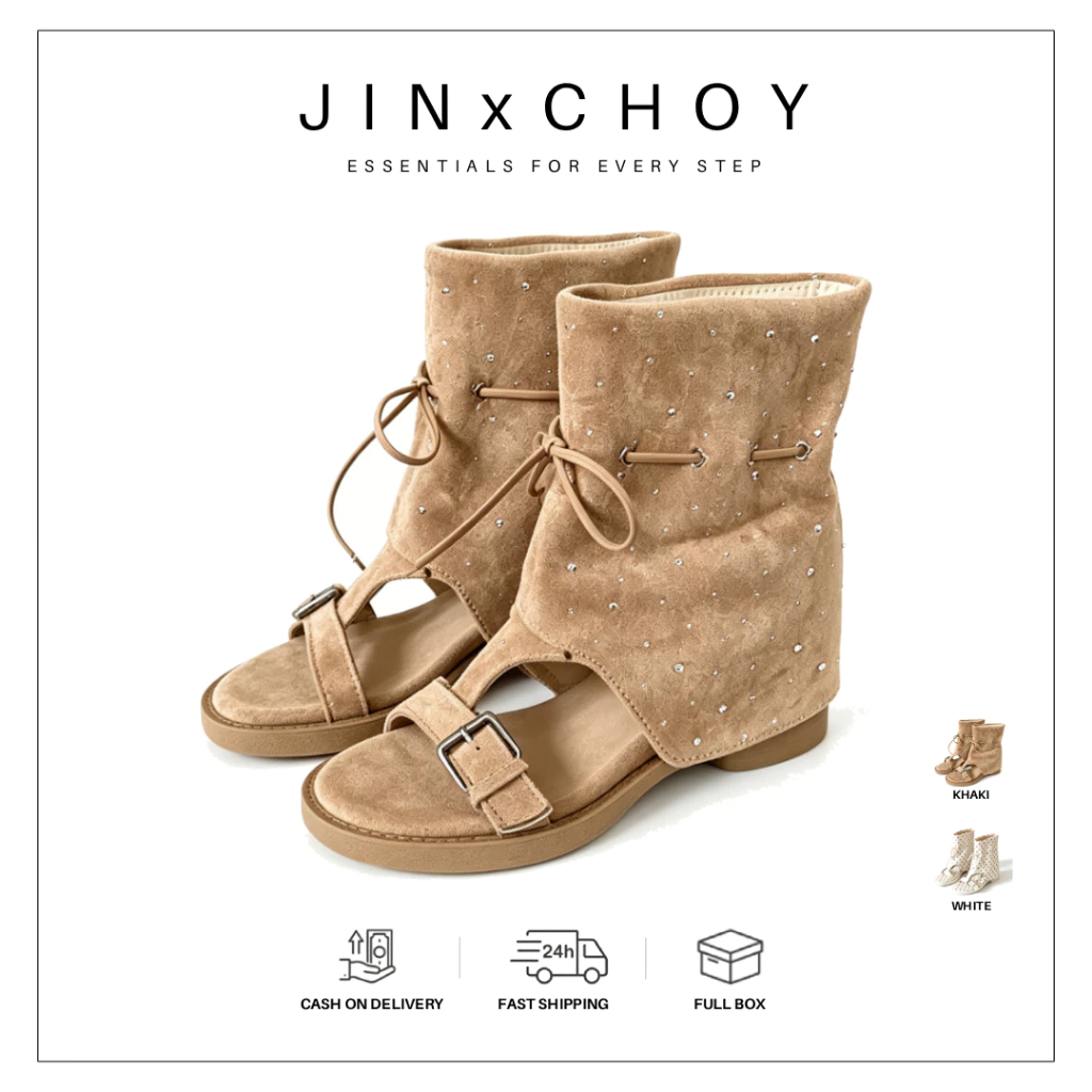 JINxCHOY Merad Retro Wedge Heel หนา Soled รองเท้าแตะฤดูร้อนสไตล์ใหม่แฟชั่นสบายๆกลางแจ้งสวมใส่ Anti-Slip สวมใส่อารมณ์รองเท้าสั้นรองเท้าแตะ