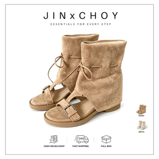 JINxCHOY Merad Retro Wedge Heel หนา Soled รองเท้าแตะฤดูร้อนสไตล์ใหม่แฟชั่นสบายๆกลางแจ้งสวมใส่ Anti-Slip สวมใส่อารมณ์รองเท้าสั้นรองเท้าแตะ