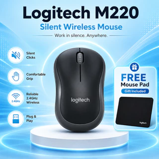 Logitech M220 Silent เมาส์ไร้สาย เสียงเงียบ คลิกนุ่ม ดีไซน์ประหยัดพื้นที่ แบตอึด 18 เดือน สำหรับ PC/Laptop/Mac - 2.4GHz USB 1000 DPI Charcoal