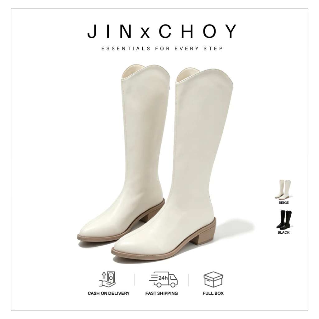 JINxCHOY รองเท้าบูทผู้หญิง Y2K รองเท้าบูท คอสูง มีซิป ให้ความอบอุ่น แฟชั่นฤดูใบไม้ร่วง และฤดูหนาว
