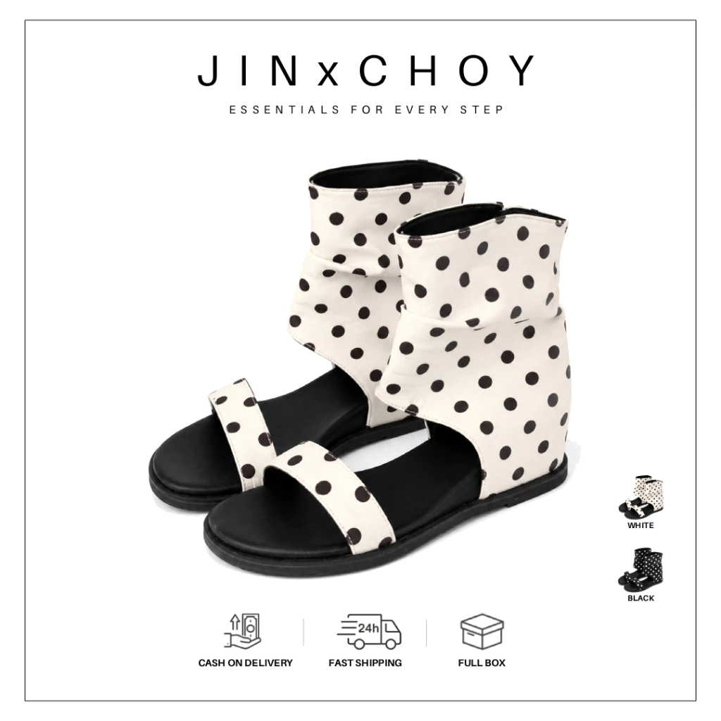 JINxCHOY รองเท้าแตะแฟชั่นผู้หญิงสไตล์เกาหลี หัวปิด หัวกลม มีซิป สวมใส่ง่าย พื้นยางกันลื่น ทนทาน เหมาะสําหรับใส่เดินข้างนอก