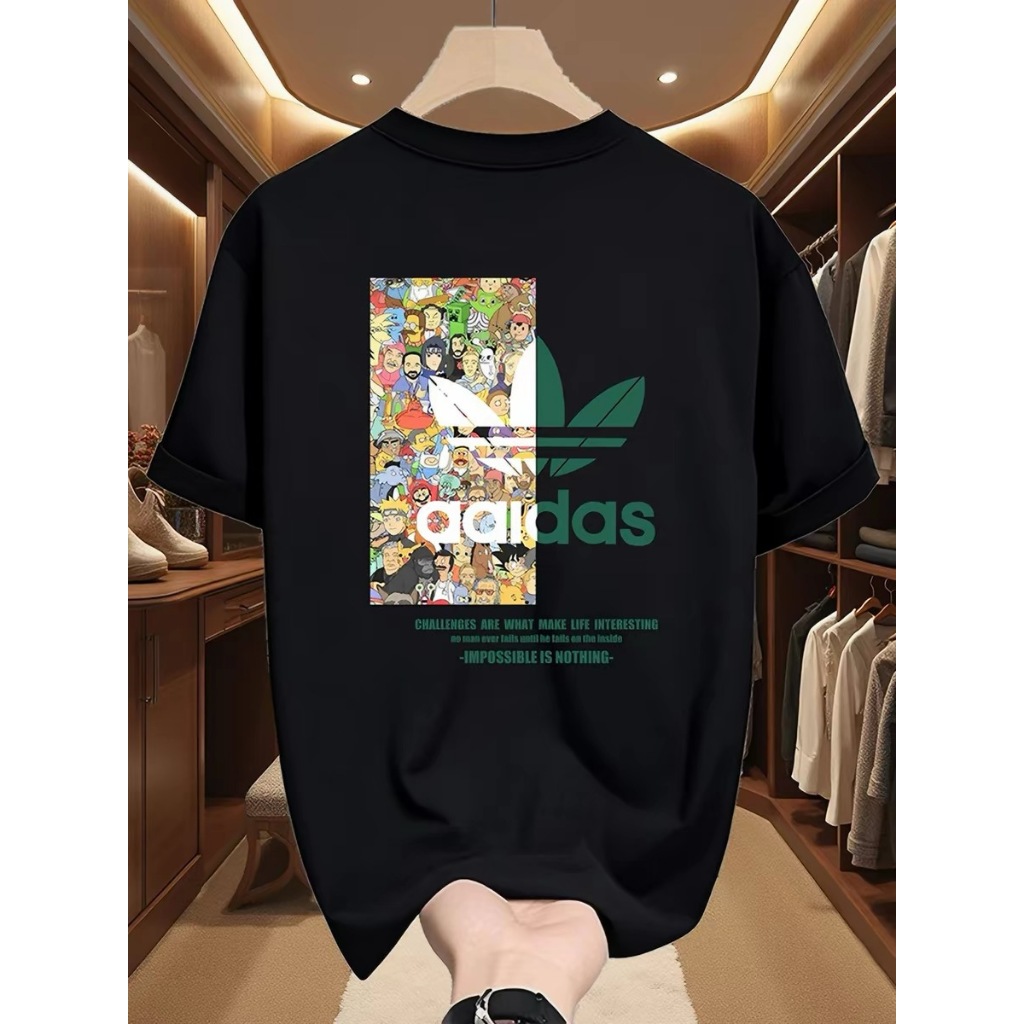 BOOM เสื้อยืดคอกลมสีพื้น ผ้าฝ้าย 100% เสื้อยืดผู้ชาย รูปที่ 4