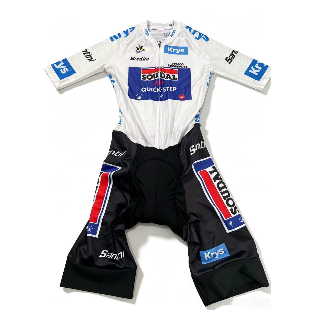 2025 TDF PRO SoudarQuickStep ชุดขี่จักรยานแขนสั้น Breathable แห้งเร็ว Anti UV จักรยาน Skinsuit แผนที