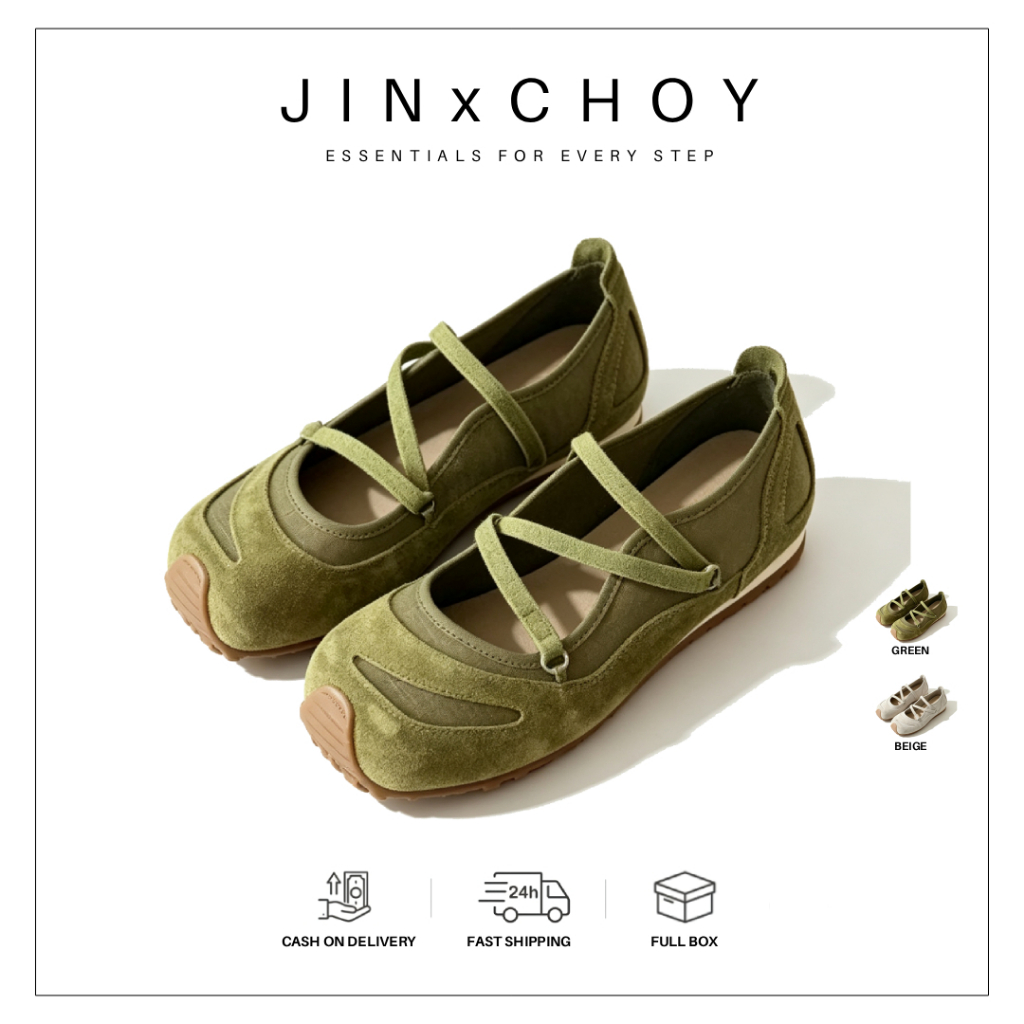 JINxCHOY สไตล์เกาหลีหนังนิ่มหนาSoledผ้าใบแฟชั่นMary Janeรองเท้ากีฬาลําลองกันลื่นทนต่อการสึกหรอด้านล่างแบน