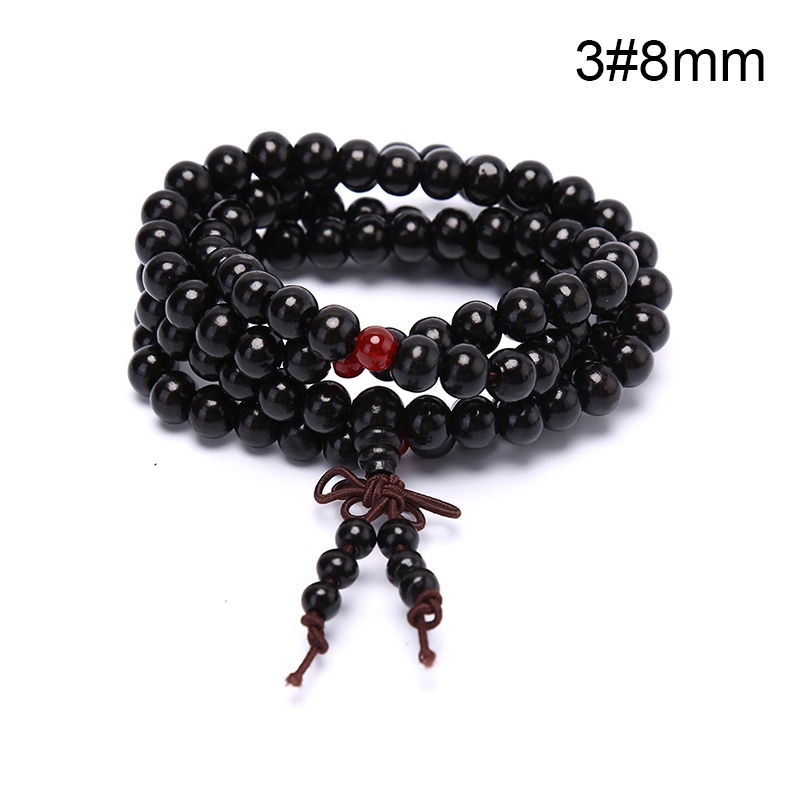 สร้อยข้อมือลูกปัดสมาธิไม้จันทน์ธรรมชาติ 6/8 มม. สําหรับผู้หญิงผู้ชาย