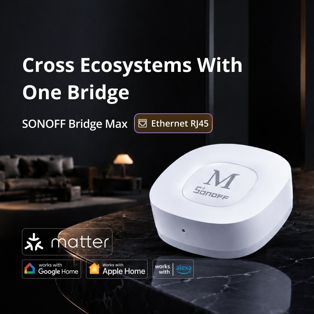 SONOFF Bridge-M Bridge Max Smart Home Bridge Zigbee Gateway Smart Security อินเทอร์เฟซเว็บท้องถิ่น Matter Bridge Home Assistant Integration อุปกรณ์ Apple Home Alexa Google Home