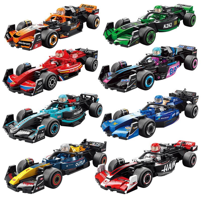 ดึงกลับ F1 รถแข่ง Building Block รุ่น DIY อนุภาคขนาดเล็ก Building Block Racer Minifigure ของเล่นของขวัญ