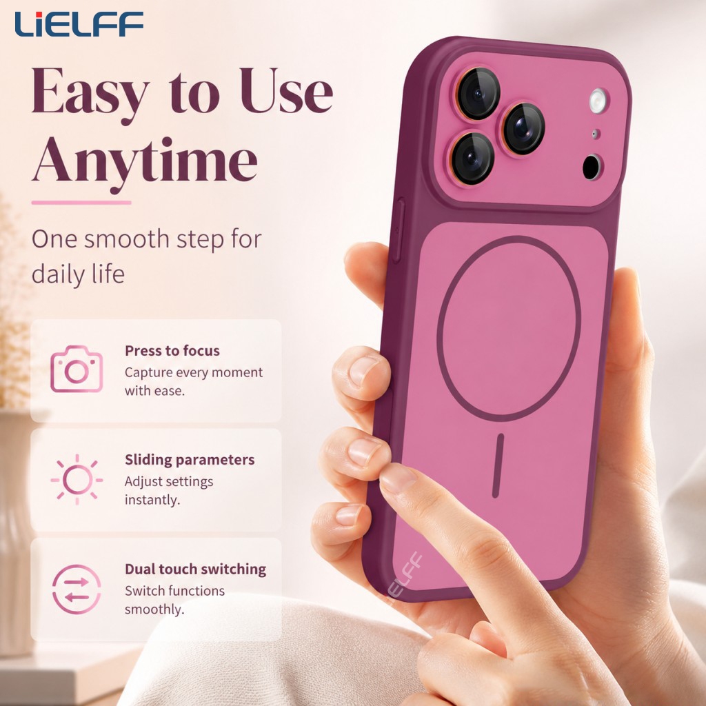 LEELFF สีส้มแม่เหล็กสําหรับ iPhone 17 pro max 16 15 14 13 Air กล้องป้องกันเลนส์กันกระแทกทันทีเปิด 17 ปลอกปกแข็ง