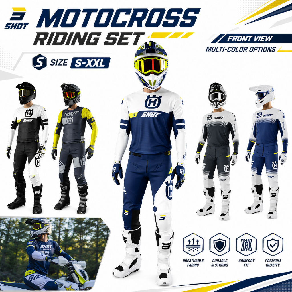 Motocross ขี่ MX Gear Suit Dirt Bike Motorcycle Racing Gear Offroad Jersey Pants Set SHOT Style