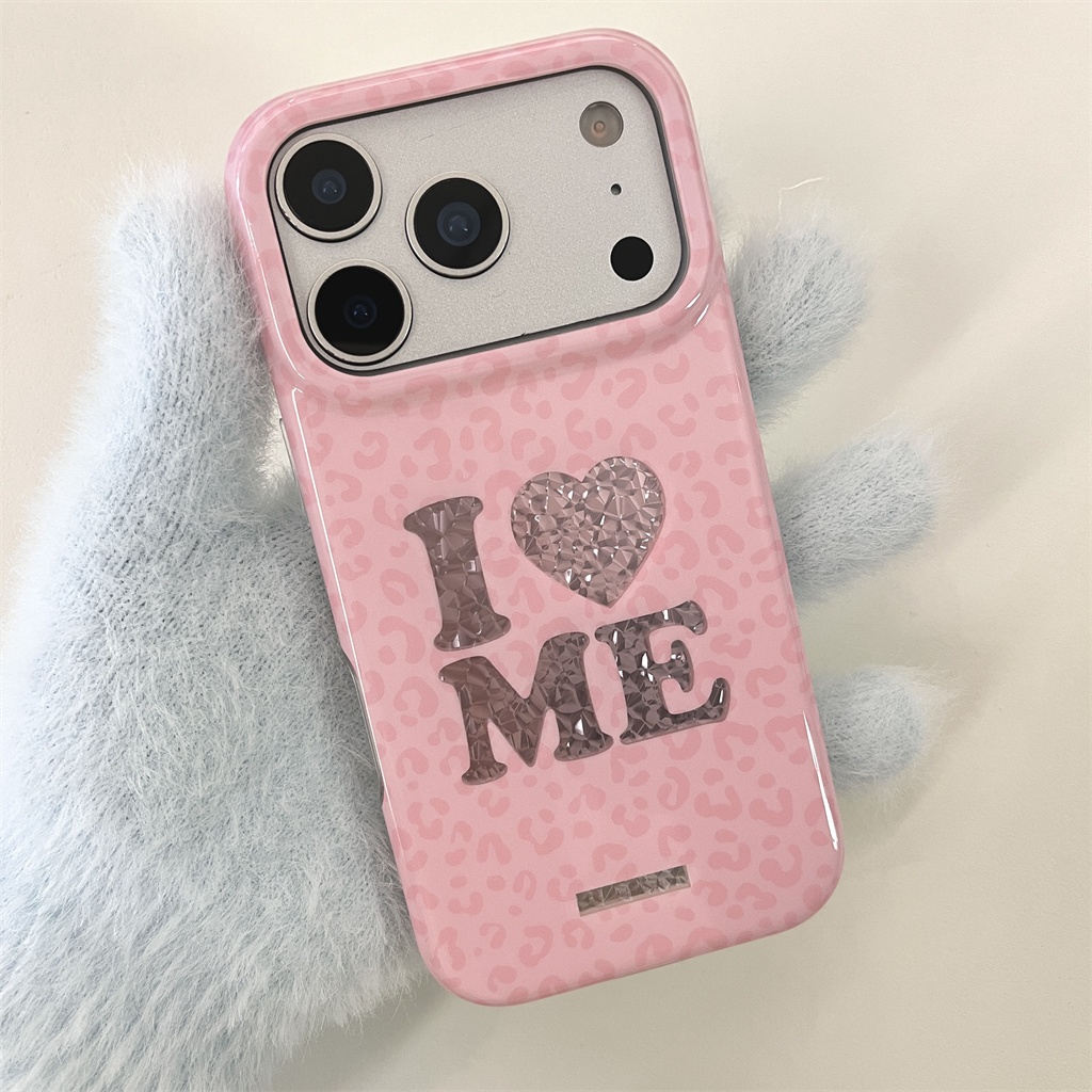 สําหรับIphone Case 17 Pro Max 16 Pro Max 15 Pro Maxลายเสือดาวสีชมพูรักตัวเองเคสโทรศัพท์