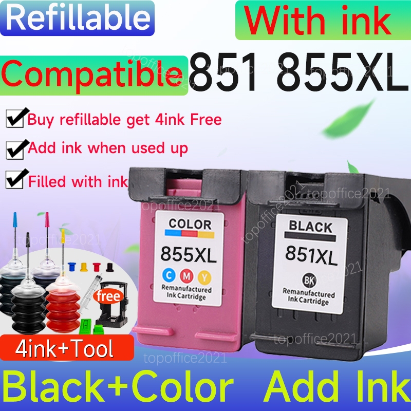 ใช้งานร่วมกับ hP 851 ตลับหมึก 855XL hP851 สีดํา hP855 สี hP 851 855 ตลับหมึกสําหรับ HP470b 4168 d516