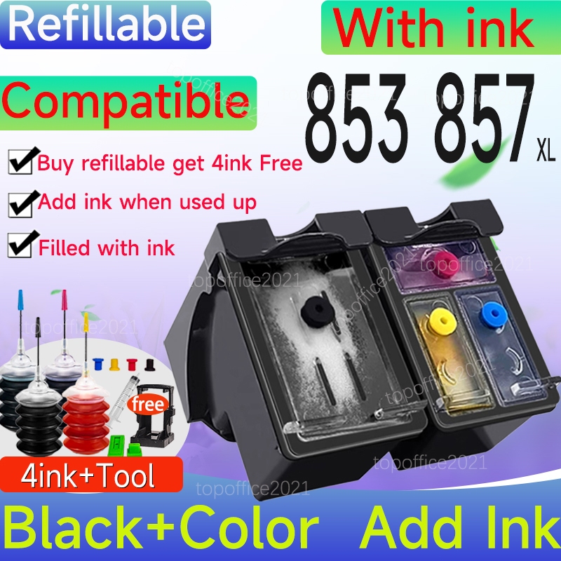 ใช้งานร่วมกับ hp 853 857ink hp853XL hp857XL ตลับหมึกรีฟิลเข้ากันได้สําหรับ hp2578 2608 D5168 8758 74