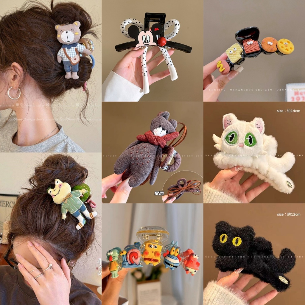 ตุ๊กตาน่ารักการออกแบบสองด้านคว้าคลิปหญิงสไตล์ใหม่ High-End Shark Clip All-Match Head