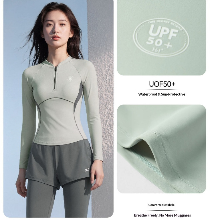 361° ชุด Stinger สําหรับผู้หญิง – UPF 50+ แขนยาวสองชิ้นดําน้ําผิว, ชุด Rashguard แห้งเร็ว