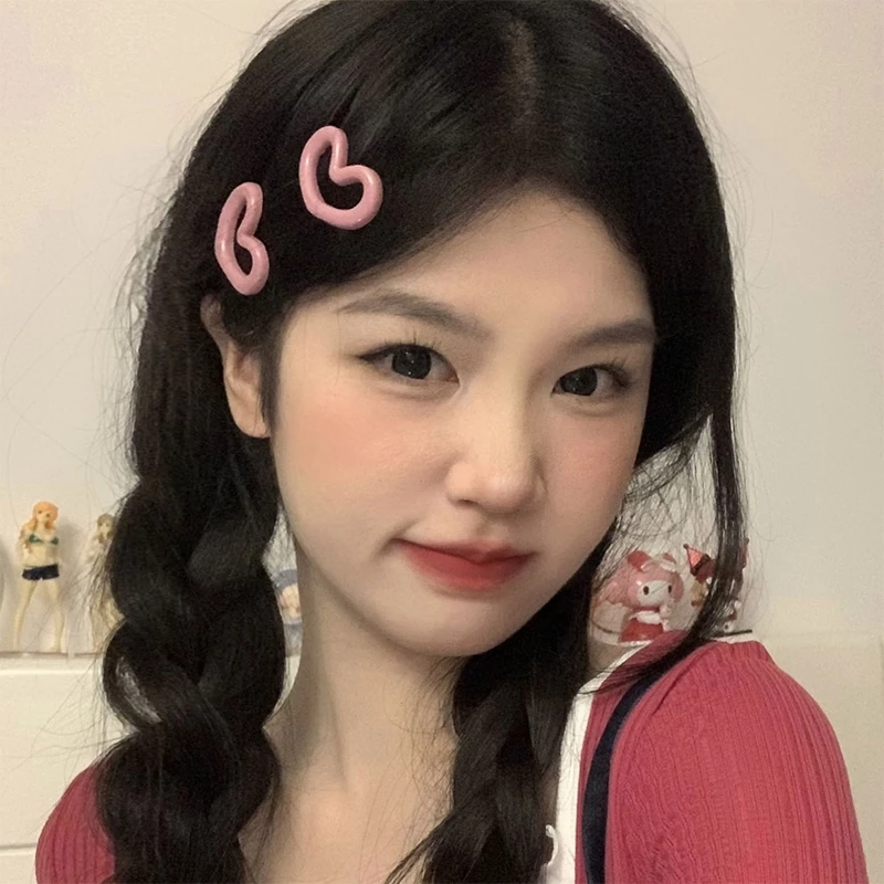 กิ๊บติดผมหัวใจหวาน 2 ชิ้นสําหรับผู้หญิง, ชุดกิ๊บติดผมปิ่นปักผมสีสันสดใส
