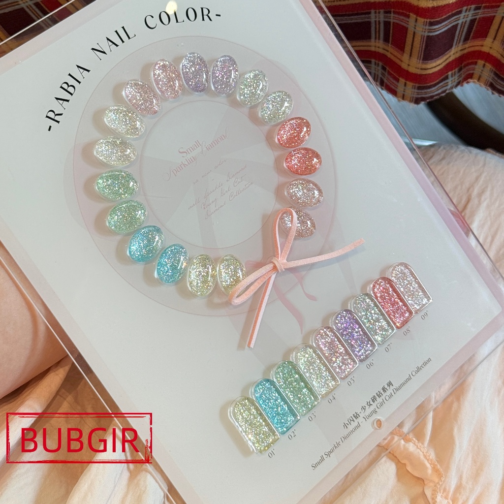 【พร้อมส่ง】💅  RABIA สีเจลแฟลช Diamond Flash Gel 9  สี ✨ ฟีลดาวประกายเพชร  ✨ ชุดสี9 สี + ฟรีชาร์ทสี มาใหม่
