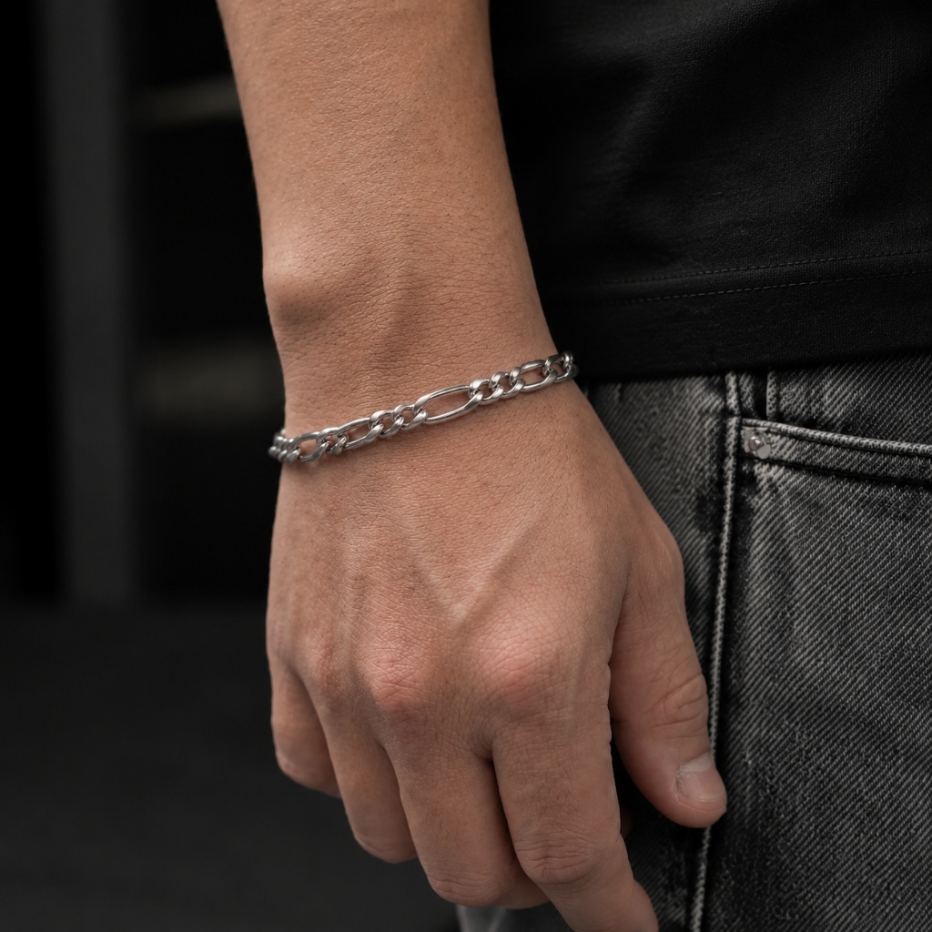 4/5/7.5 มม.Figaro สร้อยข้อมือผู้ชายผู้หญิงสแตนเลส 316L คลาสสิก 3:1 Link กระจกภาษาโปลิชคําคุณภาพสูงเครื่องประดับของขวัญ 7 "-9" นิ้ว