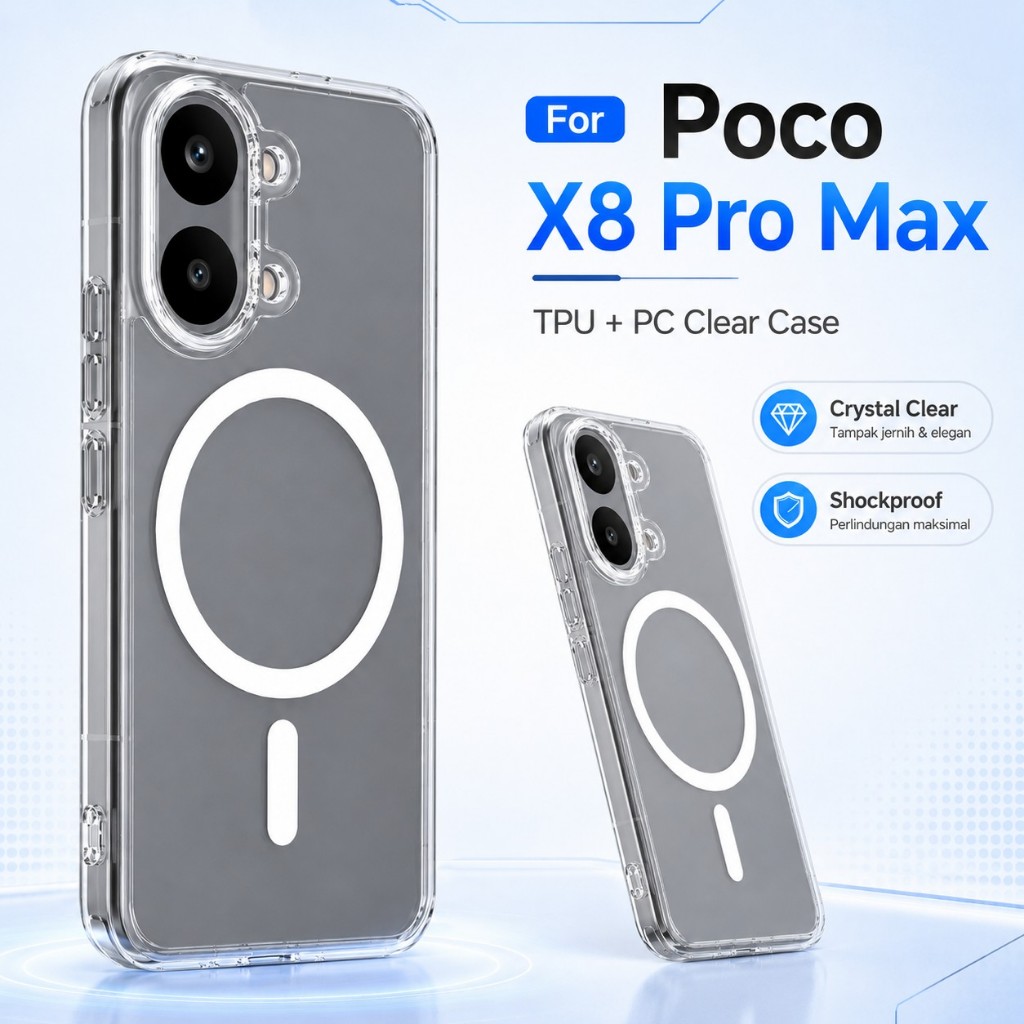 LeReach TOC โปร่งใส เคส สําหรับ Poco X8 Pro Max / X8 Pro TPU + PC แม่เหล็ก เคสแข็ง