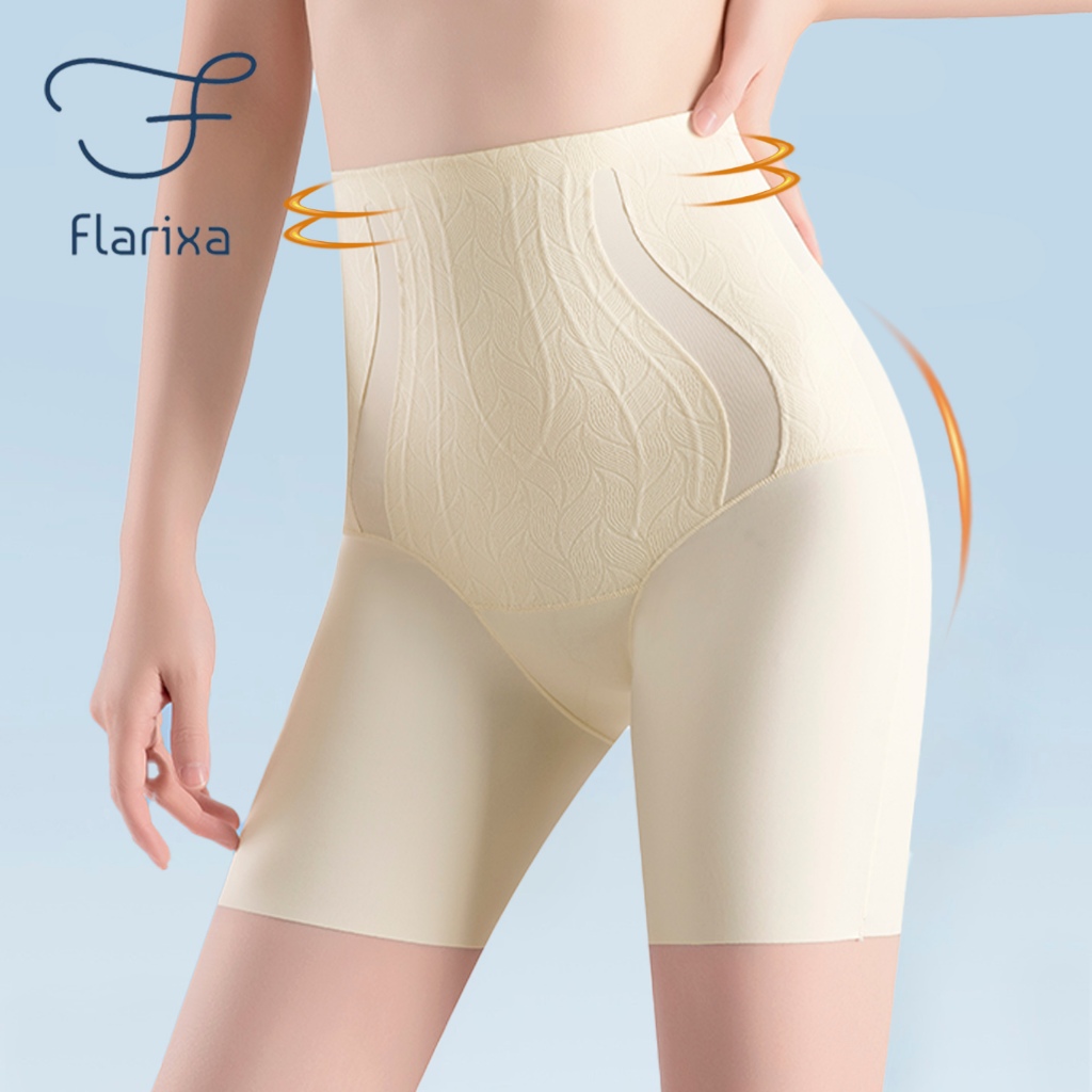Flarixa กางเกงชั้นใน ขาสั้น เอวสูง กระชับสัดส่วน แต่งลูกไม้ พลัสไซซ์ 3XL เหมาะกับหน้าท้อง แฟชั่นฤดูร้อน สําหรับสตรี