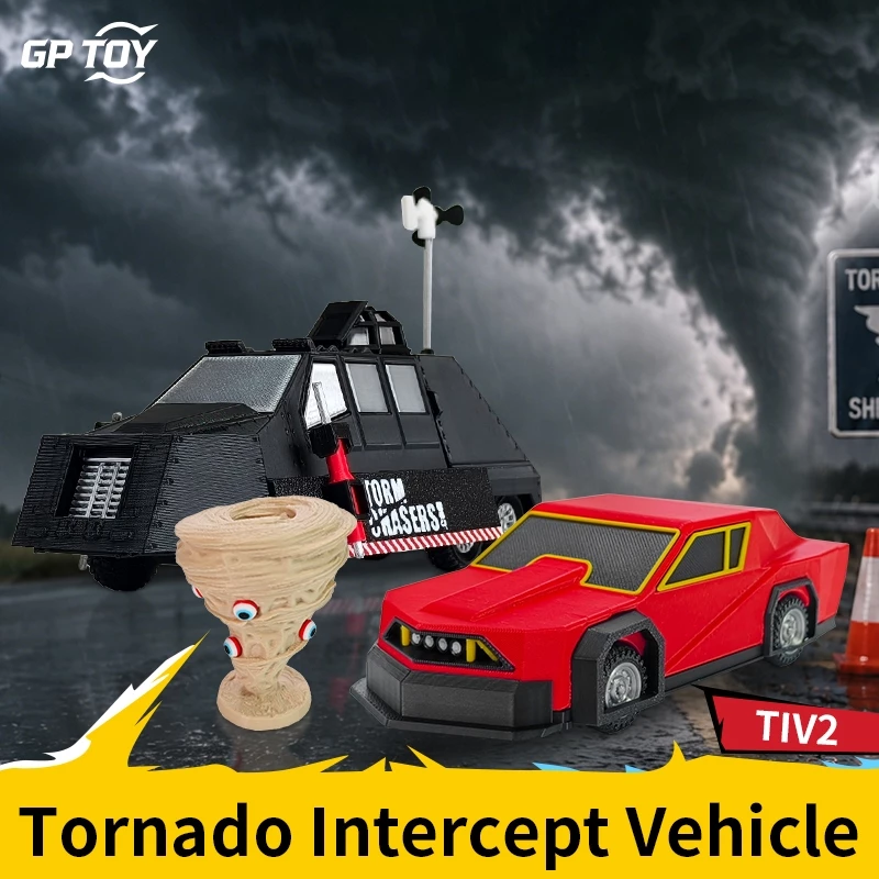 GPTOY TIV2 Tornado Storm Chaser ชุดของเล่น, 3D พิมพ์ Tornado Monster รูปพายุไล่ยานพาหนะ,สะสมจอแสดงผลของขวัญ
