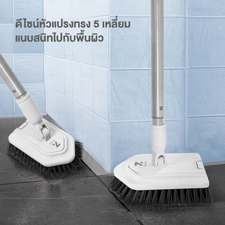 ZOLELE แปรงขัดพื้น C4 หัวแปรงคู่ทำความสะอาดได้ 2 IN 1 หัวแปรง 5 เหลี่ยม เข้าตามซอกแคบได้ง่าย หมุนได้ 180° ด้ามปรับ หัวแข็งแรง ขจัดคราบฝังลึกอย่างดี ถอดเปลี่ยนง่าย