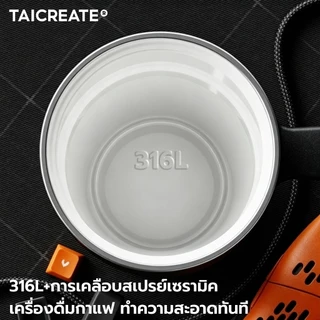 TaiCreate® 316สแตนเลสซับเซรามิกแก้วน้ำ Pearl Cup 900/600ml 24ชม.กันรั่ว ฝาดูดในตัว พร้อมช่องเก็บ เหมาะฟิตเนส
