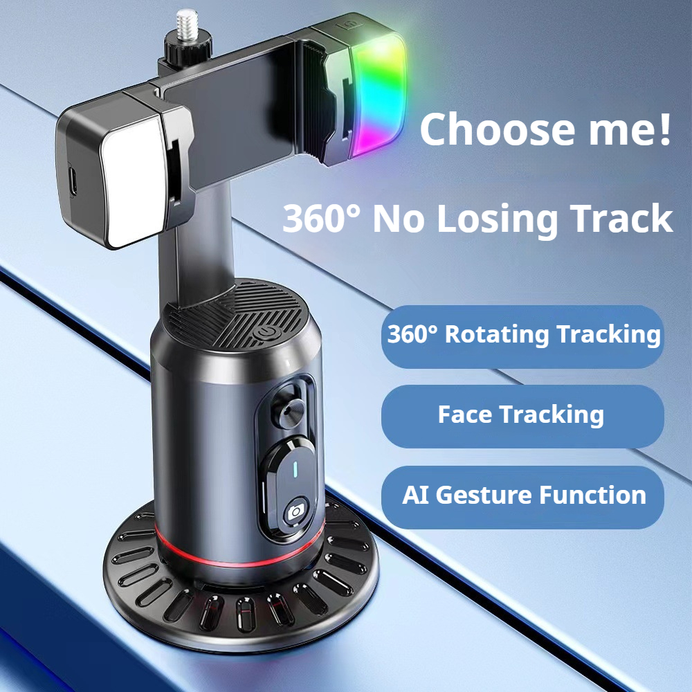 Q02 AI การติดตามใบหน้า 360 หมุน Stabilizer Selfie Stick ขาตั้งเดสก์ท็อป Gesture Control สําหรับ Vlog