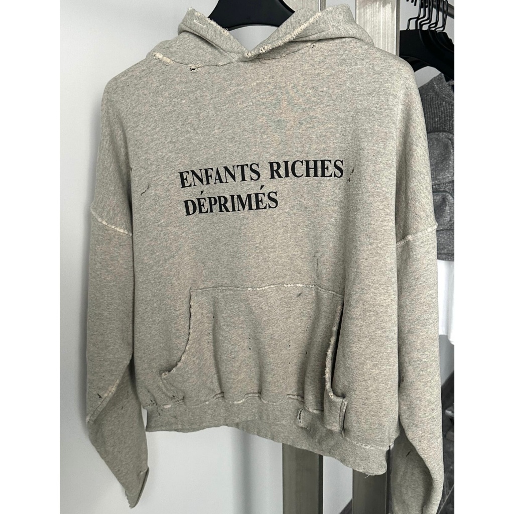 Melancholic Rich Kid Slogan พิมพ์ Vintage Distressed Washed Dye Grunge Hoodie Unisex Streetwear เสื้อสวมหัว
