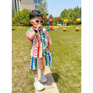 【จัดส่งจากประเทศไทย】🌼พร้อมส่ง🌼 เสื้อยืดแขนสั้น ผ้าฝ้าย พิมพ์ลาย แฟชั่นฤดูร้อน สําหรับเด็กผู้ชาย อายุ 3-10 ปี