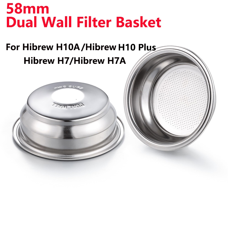58 มม.2 ถ้วย Dual Wall แรงดันกาแฟกรองตะกร้าสําหรับ Hibrew H10a,H10 Plus,Hibrew H7,Hibrew H7a Espress