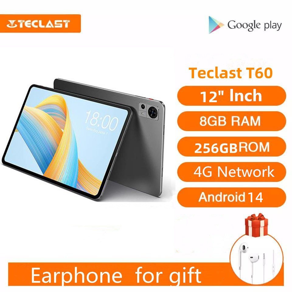 Teclast T60 แท็บเล็ต 12 2K หน้าจอ 8GB RAM 256GB ROM Unisoc T620 Octa Core Android14 Widevine L1 20MP