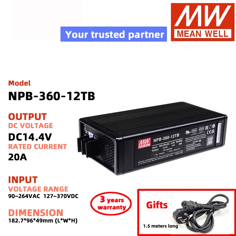 MEAN WELL Charger NPB-36-12TB/12XLR NPB-360-24TB/24XLR NPB-360-48TB/48XLR 14.4V 28.8V 57.6V Meanwell
