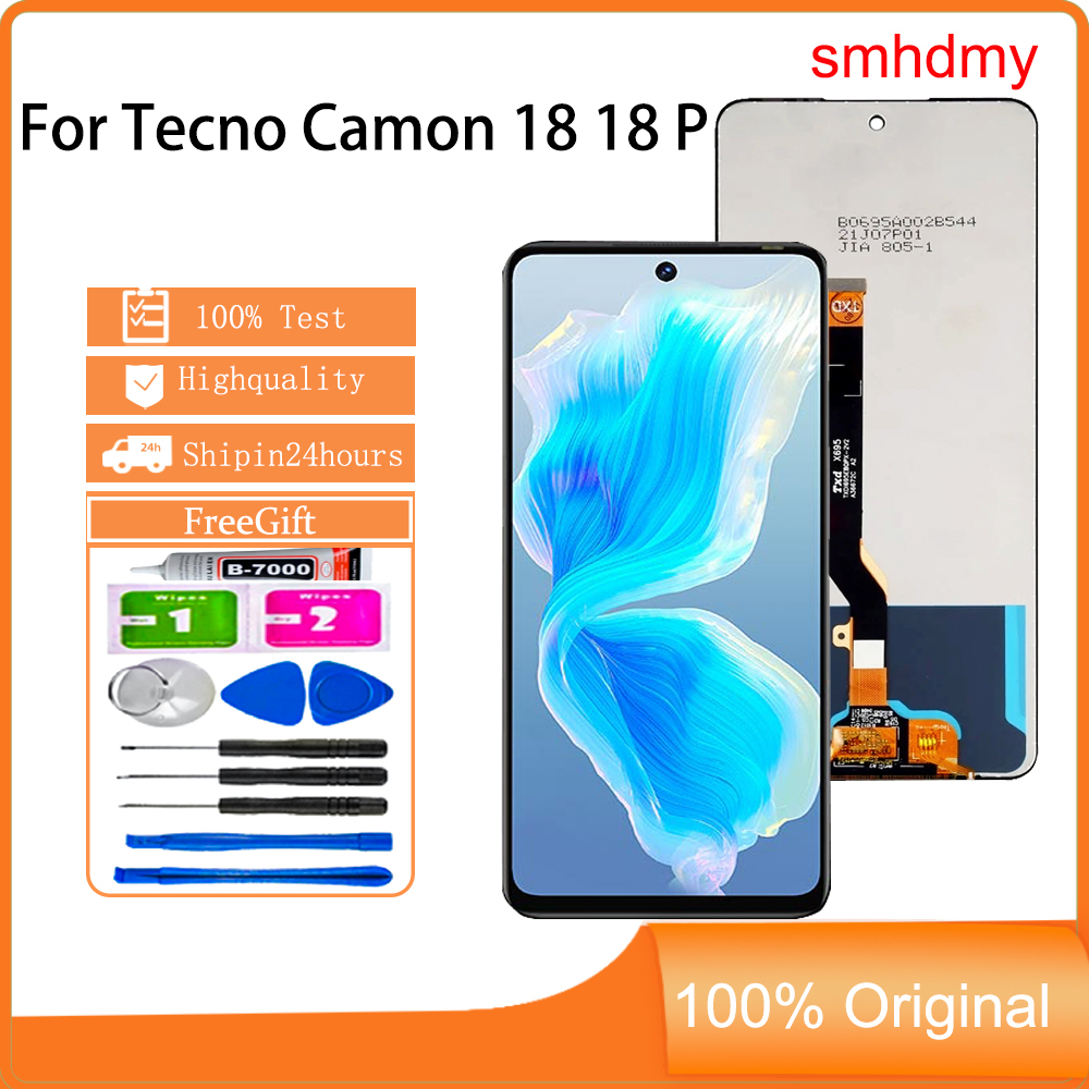Smhdmy สําหรับ Tecno Camon 18 CH6 18 P CH7 จอแสดงผล LCD หน้าจอสัมผัสเปลี่ยน
