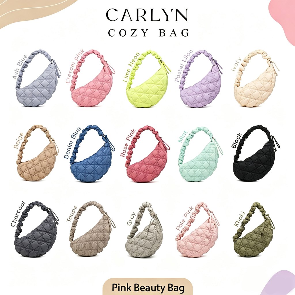 (พร้อมส่ง) Carlyn Cozy M Bag สี Black/Khaki/Gray/Ivory/Beige/Pale Pink/Mint กระเป๋าคาร์ลิน ของแท้ จากช็อปเกาหลี